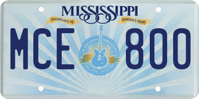 MS license plate MCE800