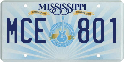 MS license plate MCE801