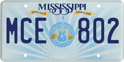 MS license plate MCE802