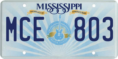 MS license plate MCE803