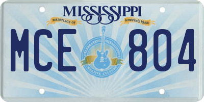MS license plate MCE804