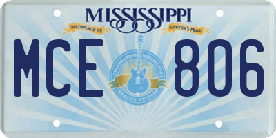 MS license plate MCE806