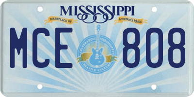 MS license plate MCE808