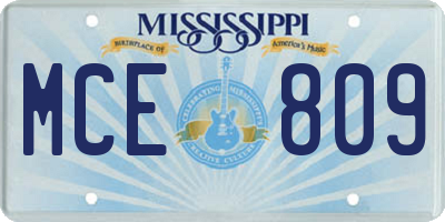 MS license plate MCE809