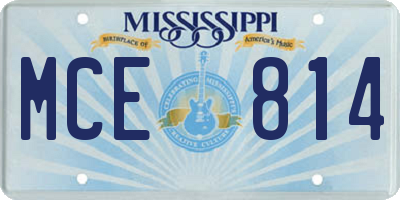 MS license plate MCE814