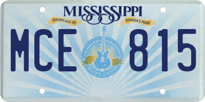 MS license plate MCE815
