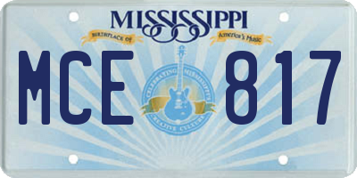 MS license plate MCE817