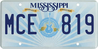 MS license plate MCE819
