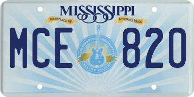 MS license plate MCE820