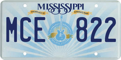 MS license plate MCE822