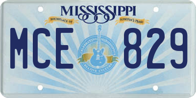 MS license plate MCE829