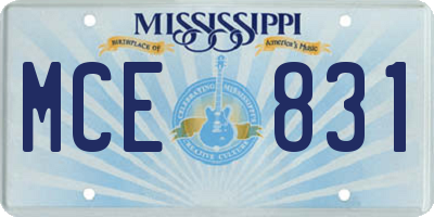 MS license plate MCE831