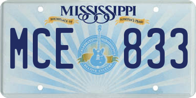MS license plate MCE833