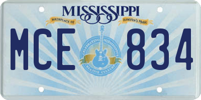 MS license plate MCE834