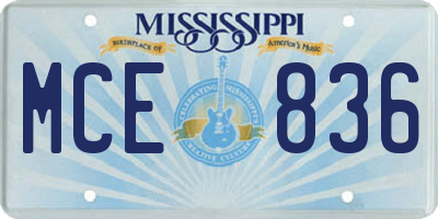 MS license plate MCE836