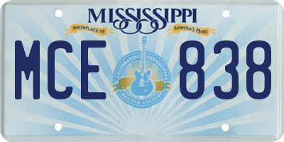 MS license plate MCE838
