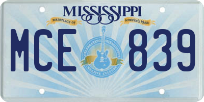 MS license plate MCE839