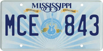MS license plate MCE843