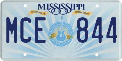 MS license plate MCE844