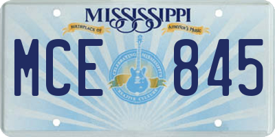 MS license plate MCE845