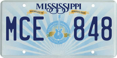 MS license plate MCE848