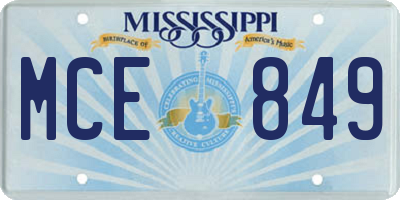 MS license plate MCE849
