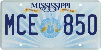 MS license plate MCE850