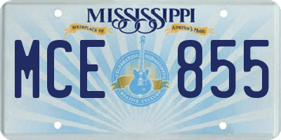 MS license plate MCE855
