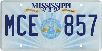 MS license plate MCE857