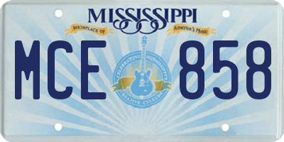 MS license plate MCE858