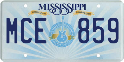 MS license plate MCE859