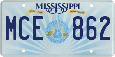 MS license plate MCE862