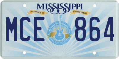 MS license plate MCE864