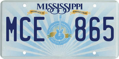 MS license plate MCE865