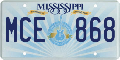 MS license plate MCE868