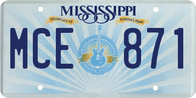 MS license plate MCE871