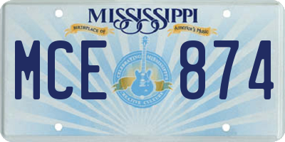 MS license plate MCE874