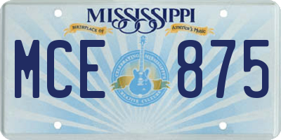MS license plate MCE875