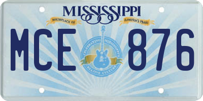 MS license plate MCE876