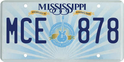 MS license plate MCE878