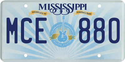 MS license plate MCE880