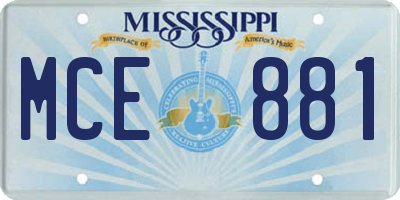 MS license plate MCE881