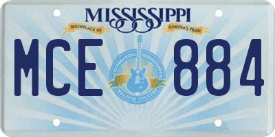 MS license plate MCE884