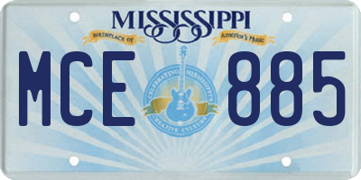 MS license plate MCE885
