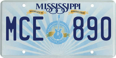 MS license plate MCE890