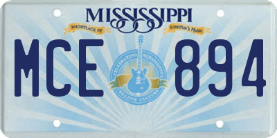 MS license plate MCE894