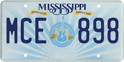 MS license plate MCE898