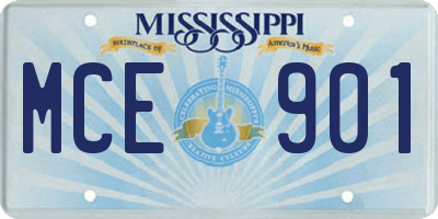 MS license plate MCE901