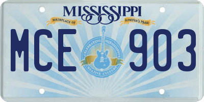 MS license plate MCE903