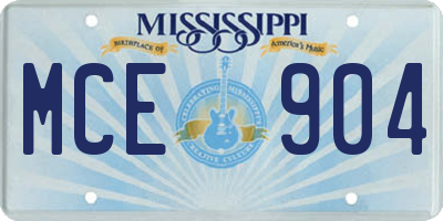 MS license plate MCE904